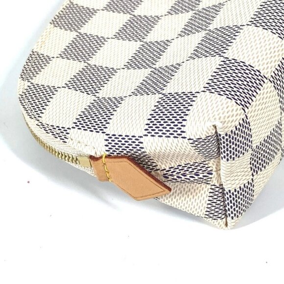 LOUIS VUITTON N60024 Damier Azur Pochette-Cosmetics Pouch Canvas White - Picture 9 of 15